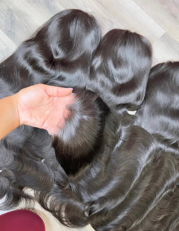 Body wave black human hair wig 13x6