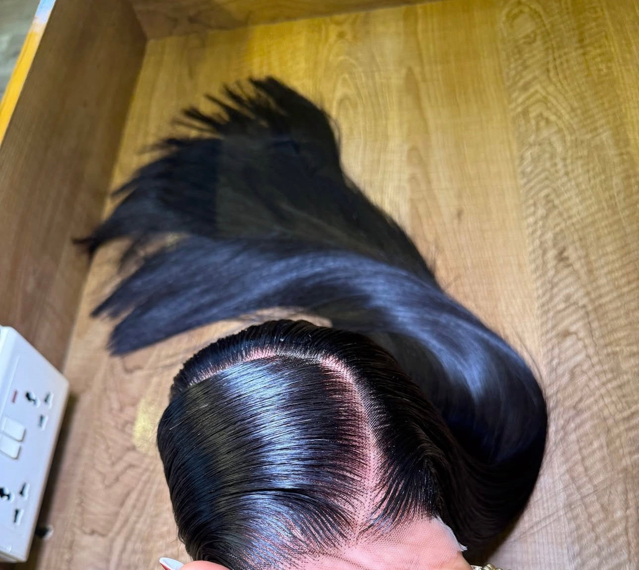 Custom side part straight human hair wig