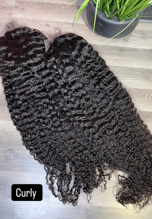 Water wave curly 200% density human hair wigs (black)