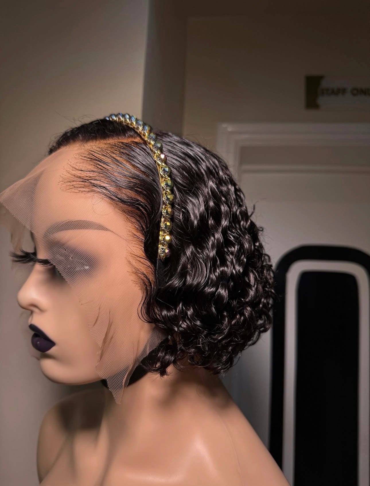 Curly short human hair custom bob 10”