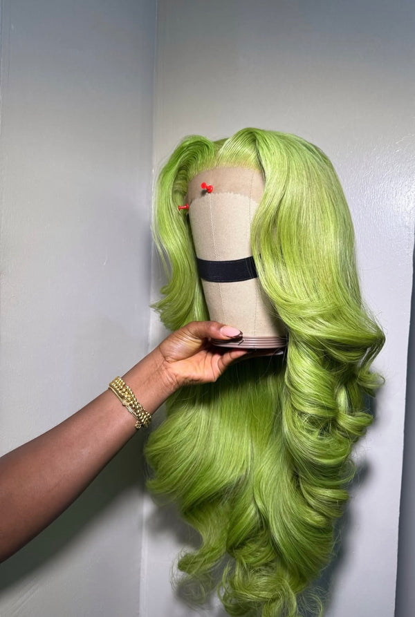 Custom Green 13x6 lace frontal wig