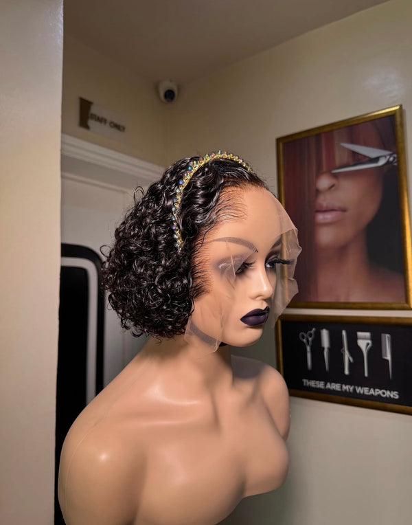 Curly short human hair custom bob 10”
