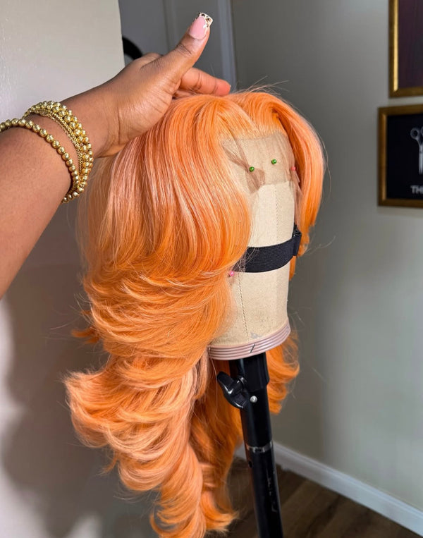 Custom orange 13x6 lace front wig