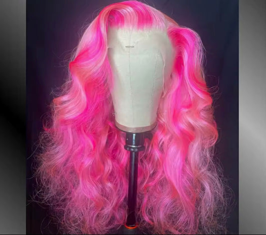 Pink custom made 28” 13x6 lace front wig